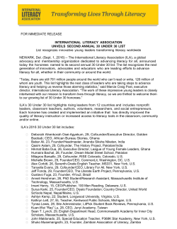 ILA 30 Under 30 Press Release - International Literacy Association