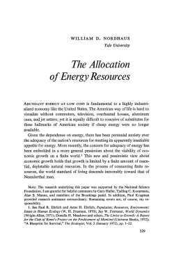 The Allocation of Energy Resources