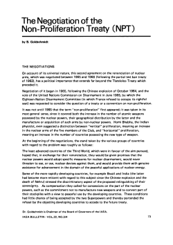 The Negotiation of the Non-Proliferation Treaty (NPT)