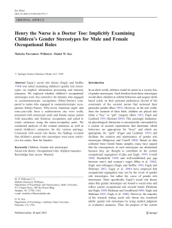 Henry the Nurse is a Doctor Too: Implicitly Examining Children`s