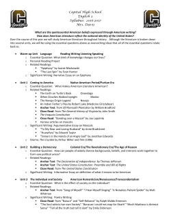 English 3 - Class Syllabus