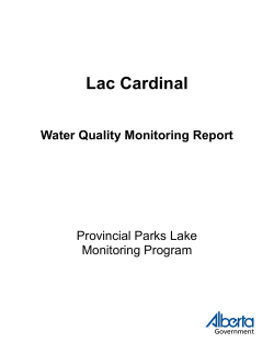 Lac Cardinal Water Quality Monitoring Report