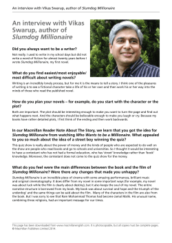 An interview with Vikas Swarup, author of Slumdog Millionaire