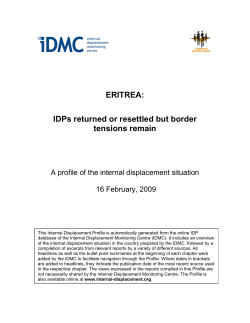 ERITREA: IDPs returned or resettled but border tensions remain