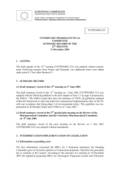 EUROPEAN COMMISSION VETERINARY PHARMACEUTICAL