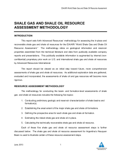 shale gas and shale oil resource assessment methodology