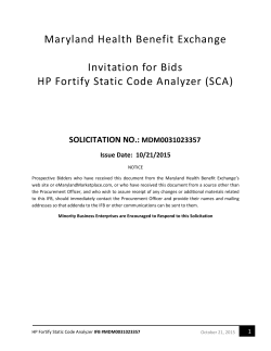 Maryland Health Benefit Exchange Invitation for Bids HP Fortify