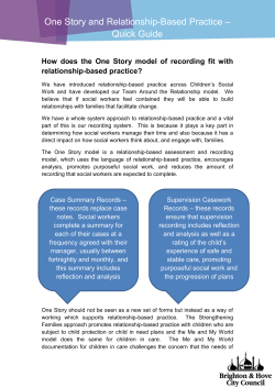 One Story and Relationship-Based Practice &ndash; Quick Guide