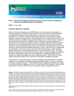 L0088 Point of Care Testing for Streptococcal Sore Throat