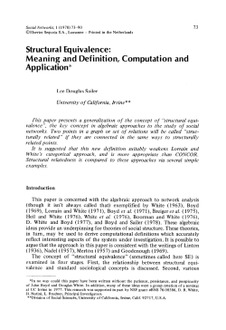 Structural Equivalence: Meaning and Definition, Computation and