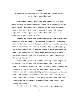 CHAPTER 2 A review of the literature on the "elusive" content effect