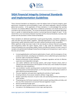 SIGA Financial Integrity Universal Standards and Implementation