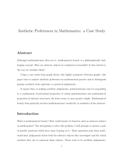 Aesthetic Preferences in Mathematics: a Case Study - Philsci