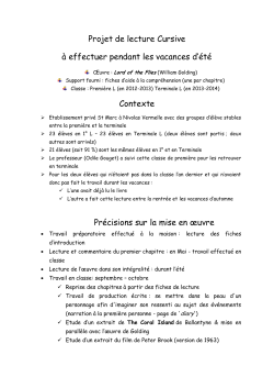 Projet de lecture Cursive &agrave; effectuer pendant les vacances d`&eacute;t&eacute;