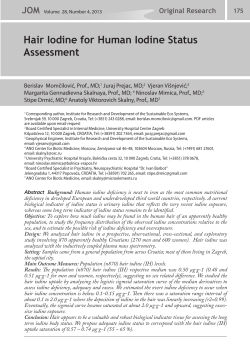Hair Iodine for Human Iodine Status Assessment