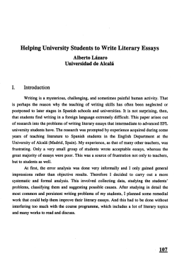 Helping University Students to Write Literary Essays l. lntroduction