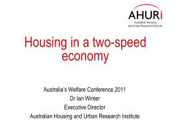Housing in a two-speed economy, Ian Winter, Executive Director