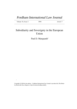 Subsidiarity and Soverignty in the European Union