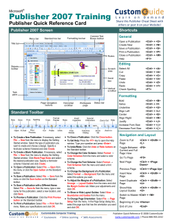 Publisher Quick Reference, Microsoft Publisher 2007 Cheat Sheet