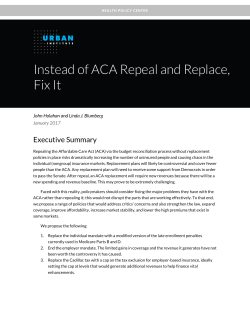 Instead of ACA Repeal and Replace, Fix It