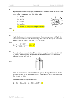 A point particle with charge q is placed inside a cube but not