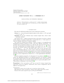 LINES TANGENT TO 2n − 2 SPHERES IN Rn 1. Introduction We