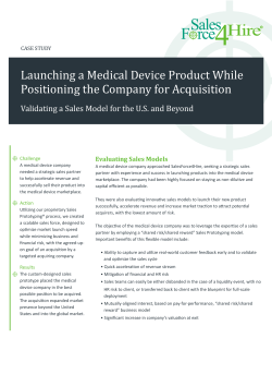 Front - Launching a Medical Device While Positioning the Company