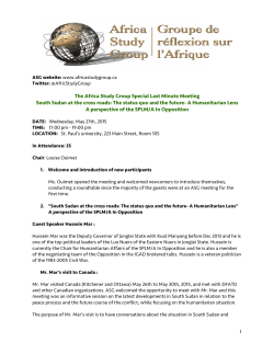 1 The Africa Study Group Special Last Minute Meeting South Sudan
