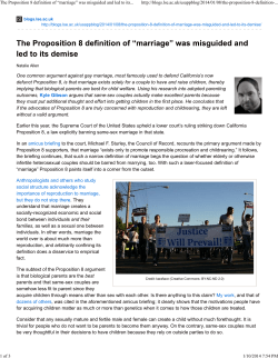 The Proposition 8 definition of &ldquo;marriage&rdquo; was misguided and led to