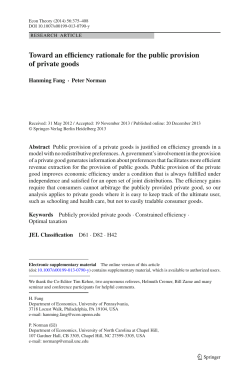 Toward an efficiency rationale for the public provision of private goods