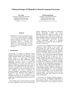 Taking advantage of Wikipedia in Natural Language Processing