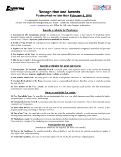 Nomination for Learning for Life Leadership Award