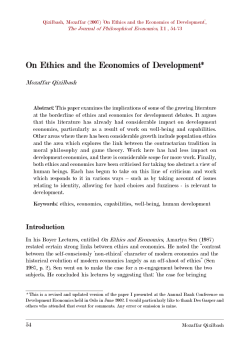 On Ethics and the Economics of Development*