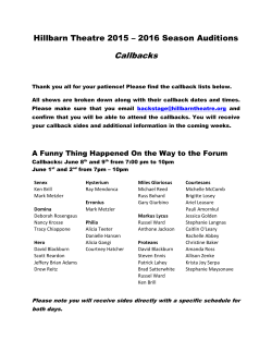 Callback List - Hillbarn Theatre