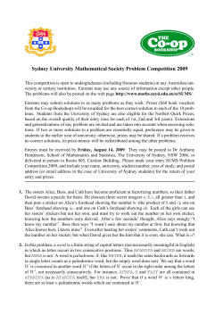 Problem - School of Mathematics and Statistics, University of Sydney