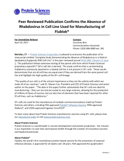 Flublok - Protein Sciences Corporation