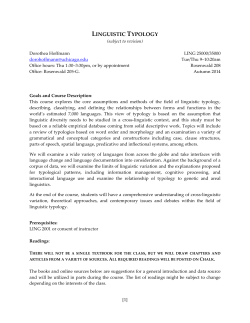 LING 25000/35000 Linguistic Typology