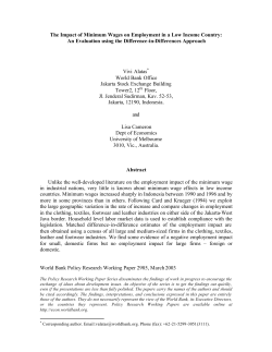 The Impact of Minimum Wages on Employment in a Low Income