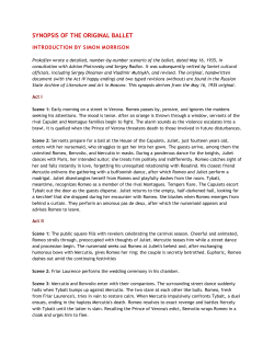 synopsis of the original ballet