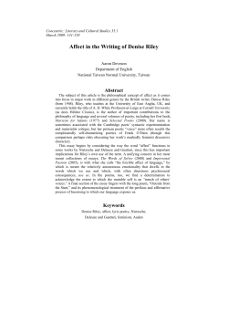 Affect in the Writing of Denise Riley