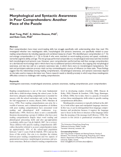 Morphological and Syntactic Awareness in Poor Comprehenders