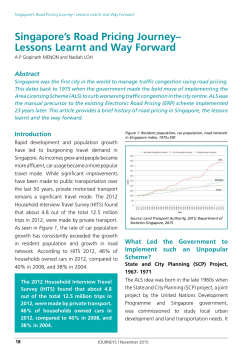 Singapore`s Road Pricing Journey