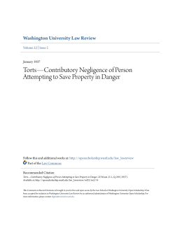 Torts&mdash;Contributory Negligence of Person Attempting to Save