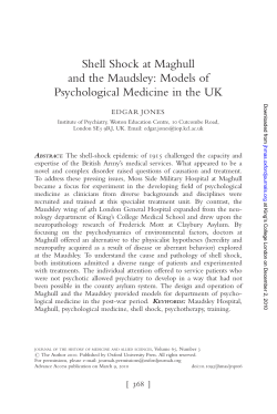 Shell Shock at Maghull and the Maudsley: Models of Psychological