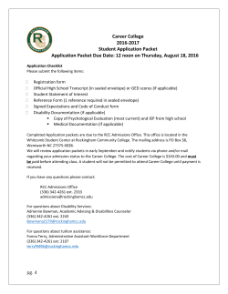 pg. 4 Career College 2016-2017 Student Application Packet