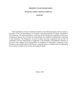 PROSPECTUS OF SHARE ISSUE OF KCELL JOINT STOCK