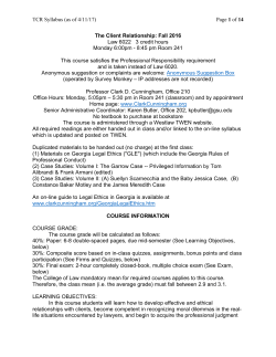 Course Information and Syllabus from Fall 2016