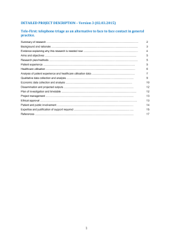 DETAILED PROJECT DESCRIPTION &ndash; Version 3 (02.03.2015) Tele