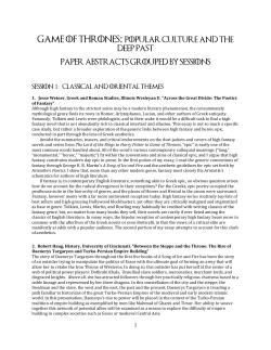 GAME OF THRONES:Popular Culture and the Deep Past PAPER