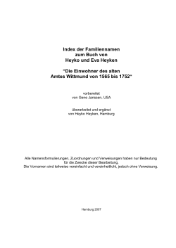 Index der Familiennamen zum Buch von Heyko und Eva Heyken